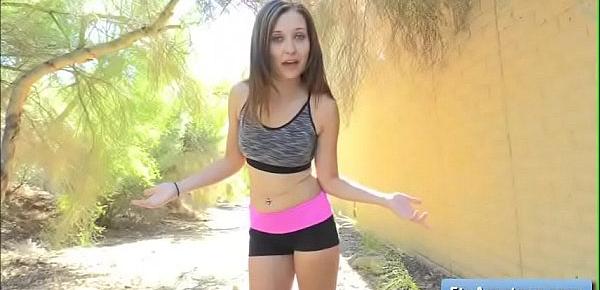  Young sexy teen amateur Brielle finger fuck her juicy tight ass after going for a nice jog